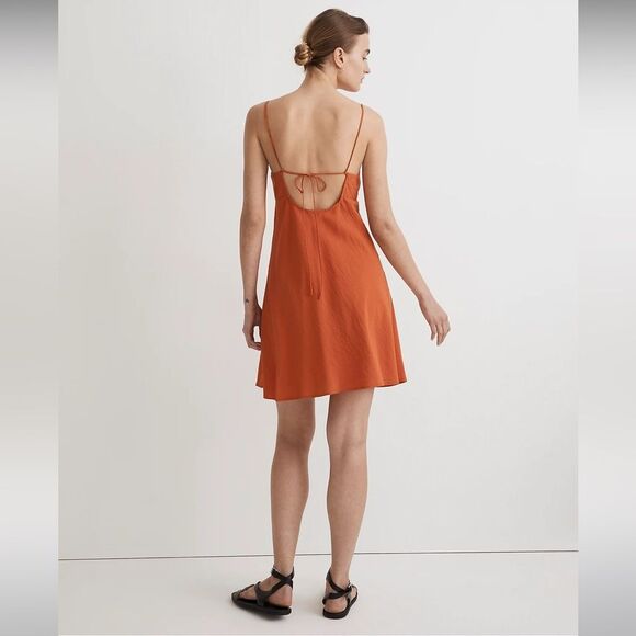 Madewell NWT Layton Mini Slip Dress Size 14 in Copperwashed Orange - Picture 4 of 7